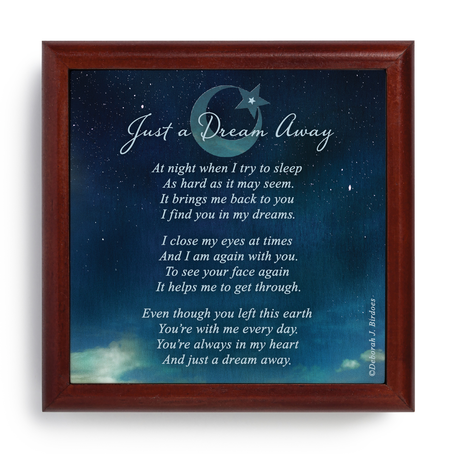 Personalized Deborah Birdoes Just A Dream Away Glass Ornament and Blue Keepsake Box