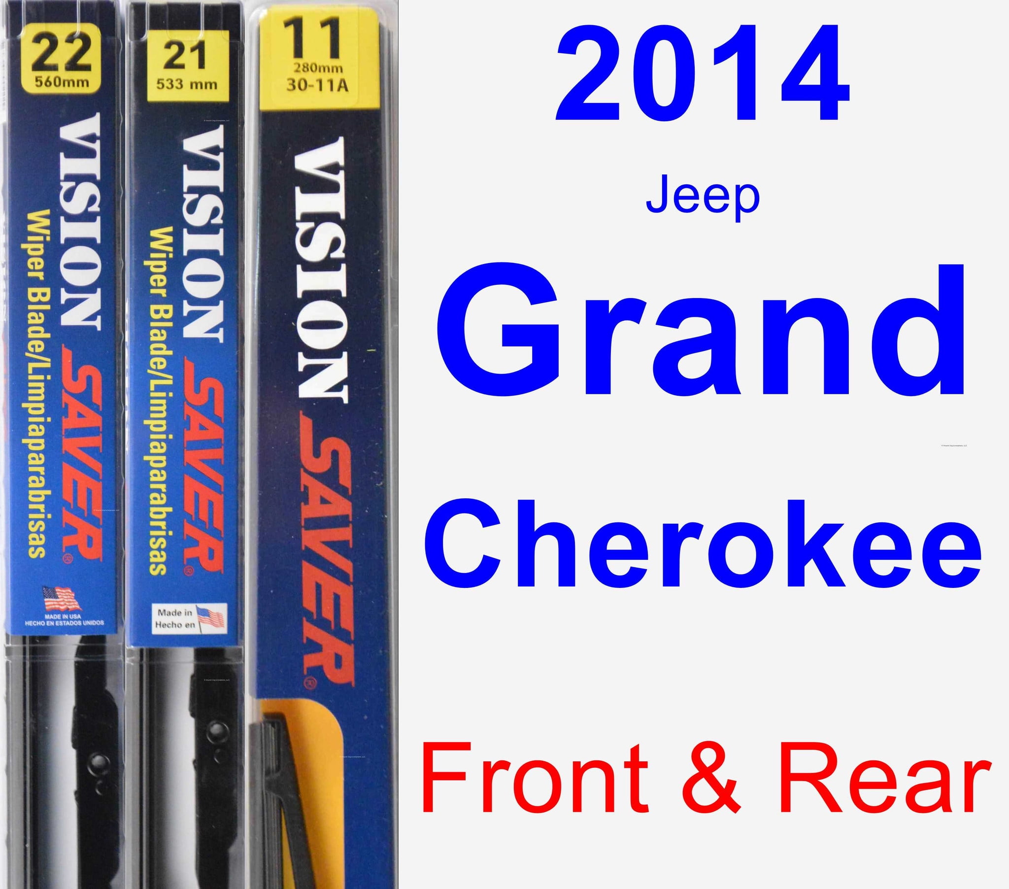 2014 Jeep Grand Cherokee Wiper Blade Set/Kit (Front & Rear) (3 Blades
