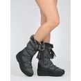 thumbnail image 6 of Women Mixed Media Mid-Calf Gilly Tie Lace Up Fur Cuff Winter Boot - 18152, 6 of 6