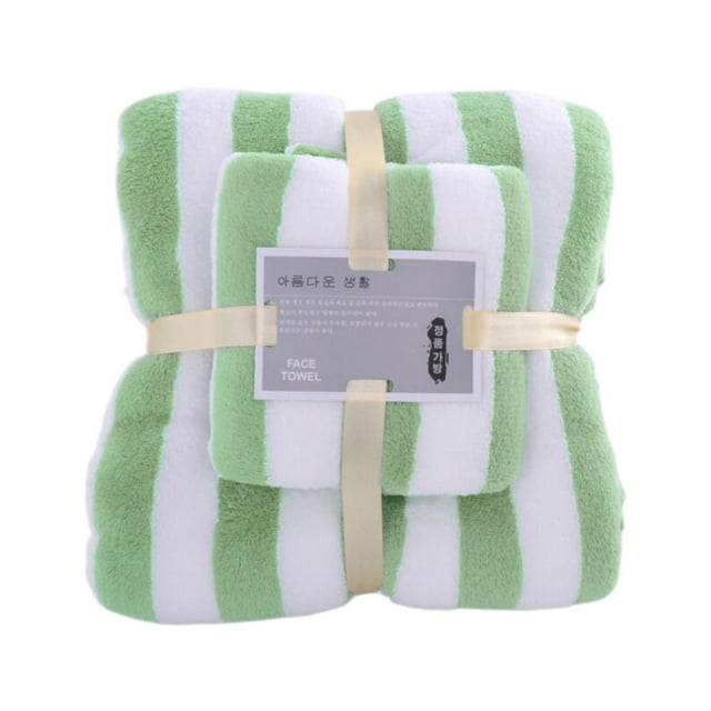 VogueV Plush Bath Towel & Washcloth Set - Ultra-Soft Quick-Dry Combo Green