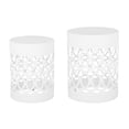 thumbnail image 5 of Oufan Outdoor Side Table Set of 2, Decorative Garden Stool for Patio Heavy Duty Metal Frame Accent Table Modern End Table, White, 5 of 7