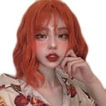 thumbnail image 3 of Peluca de flequillo de aire naranja, peluca de cabello corto y rizado para mujer, peluca de fibra química para maquillaje, tocado, 3 of 3