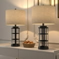 thumbnail image 2 of Maxax 25'' Glass Table Lamp Set of 2, Traditional Black Lamp sets with USB Port & Type C for Living Room Bedroom, 2 of 6