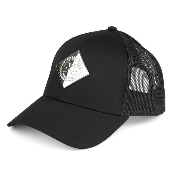 Allis Chalmers Liquid Metal Logo Black Mesh Back Hat VA72BM