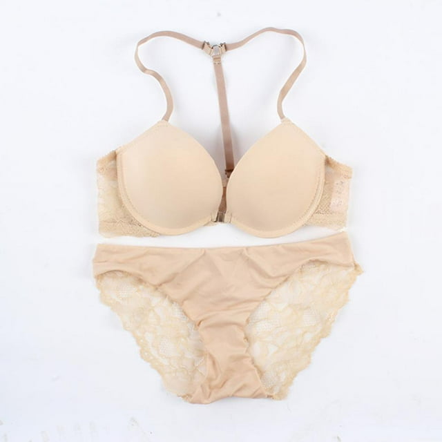 EIMELI Wuffmeow Womens Front Closure Lace Racer Back Racerback Push Up Bras Seamless Bra set