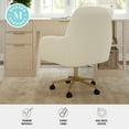 thumbnail image 4 of Martha Stewart Upholstered Office Chair in Off White/Polished Brass, 4 of 12