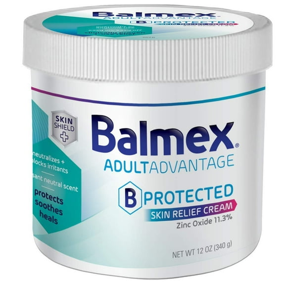 Balmex Adult Advantage B-Protected Skin Relief Cream, with Skin Shield Technology to Protect - Soothe and Heal Sensitive Skin, 12oz
