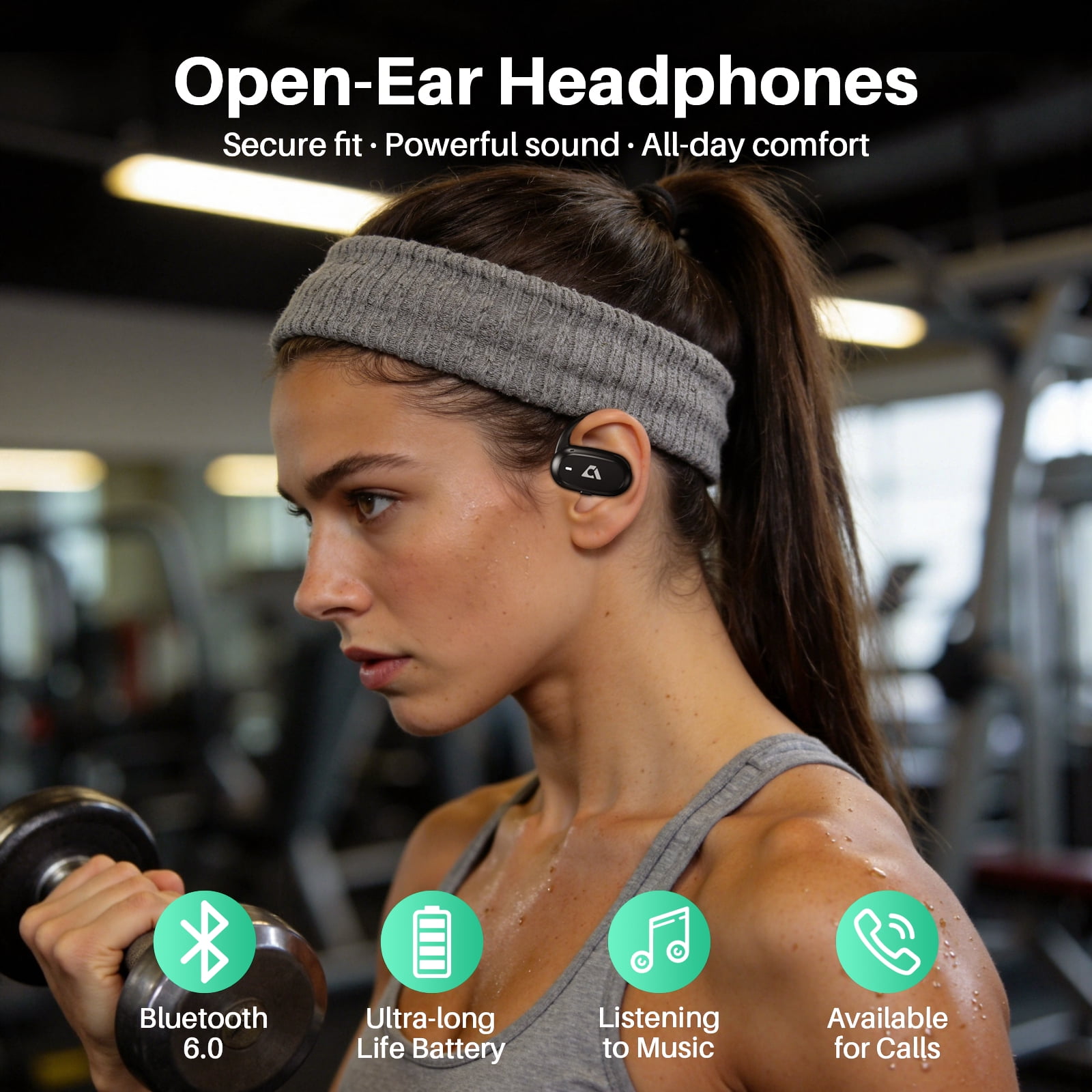 1Mii Open-Ear Bluetooth Headphones with Organizer Box, 180° Rotatable Earhooks, 48H Battery, IP5 Waterproof