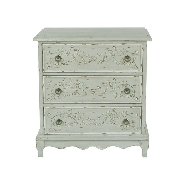 Home Fare Hand Painted 3-Drawer Accent Chest in Weathered Sage Green