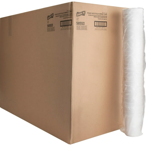 Genuine Joe Hot/cold Foam Cups - 14 Fl Oz - 25 / Carton - White - Foam - Hot Drink, Cold Drink