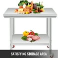 thumbnail image 5 of VEVORbrand Stainless Steel Work Table 36x24 Inch with 4 Wheels Commercial Food Prep Worktable with Casters Heavy Duty Work Table for Commercial Kitchen Restaurant, 5 of 9