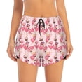 thumbnail image 2 of Balery Summer Flamingo Pantalones cortos deportivos para mujer con forro y dos bolsillos, elásticos, para entrenamiento, gimnasio, yoga-Small, 2 of 7