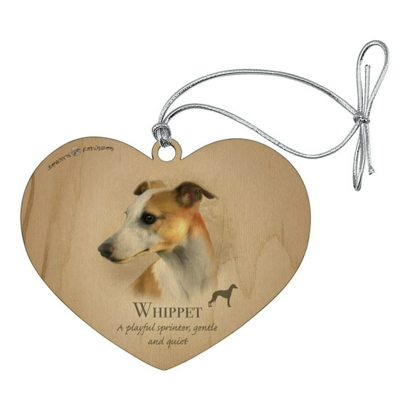 Whippet Dog Breed Heart Love Wood Christmas Tree Holiday Ornament