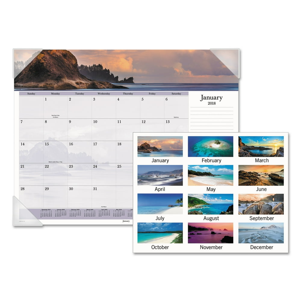 AT-A-GLANCE Images of the Sea Monthly Desk Pad Calendar, 22 x 17, 2018 ...