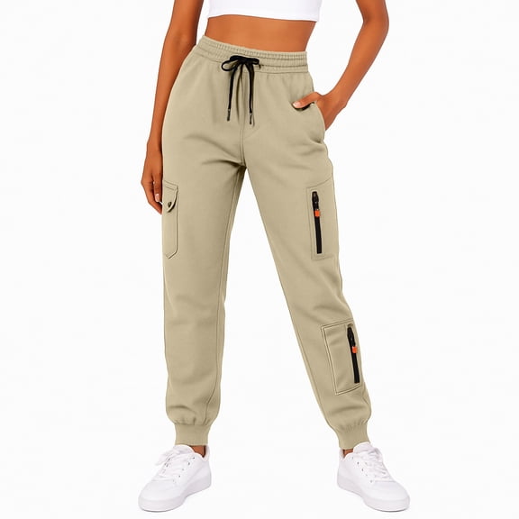 ICHUANYI Womens Baggy Wide Leg Pants Casual Elastic Waisted Jogger Pants with Pockets Solid Color Jogger Trousers