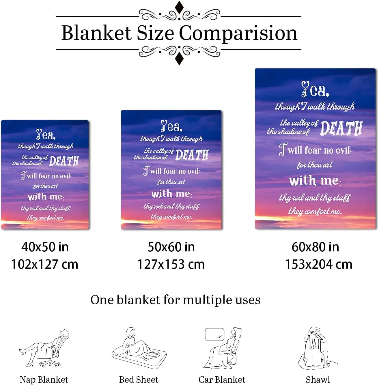 Bible Verse Blanket Serenity Prayer Throw Blanket Ultra Cozy Lightweight Religious Flannel Personalized Blankets and Throws Inspirational Christian Gifts for Women Men Friend 60x80 Inch