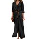 thumbnail image 1 of Vestido maxi de mujer sólido con escote en V profundo Vestido de manga larga con cordones divididos en otoño para niña Kearding FS9538-07, 1 of 7