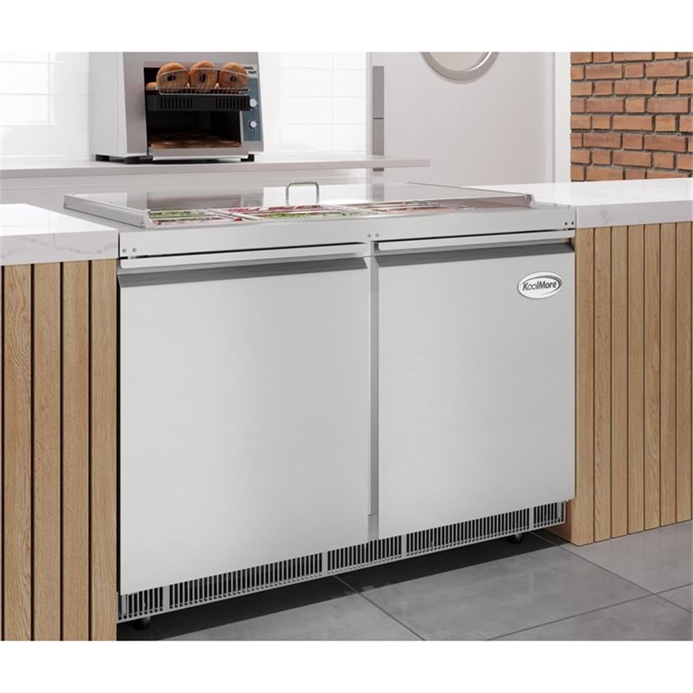 Pemberly Row 48" Commercial Refrigerated Prep Station Cold Table Refrigerator