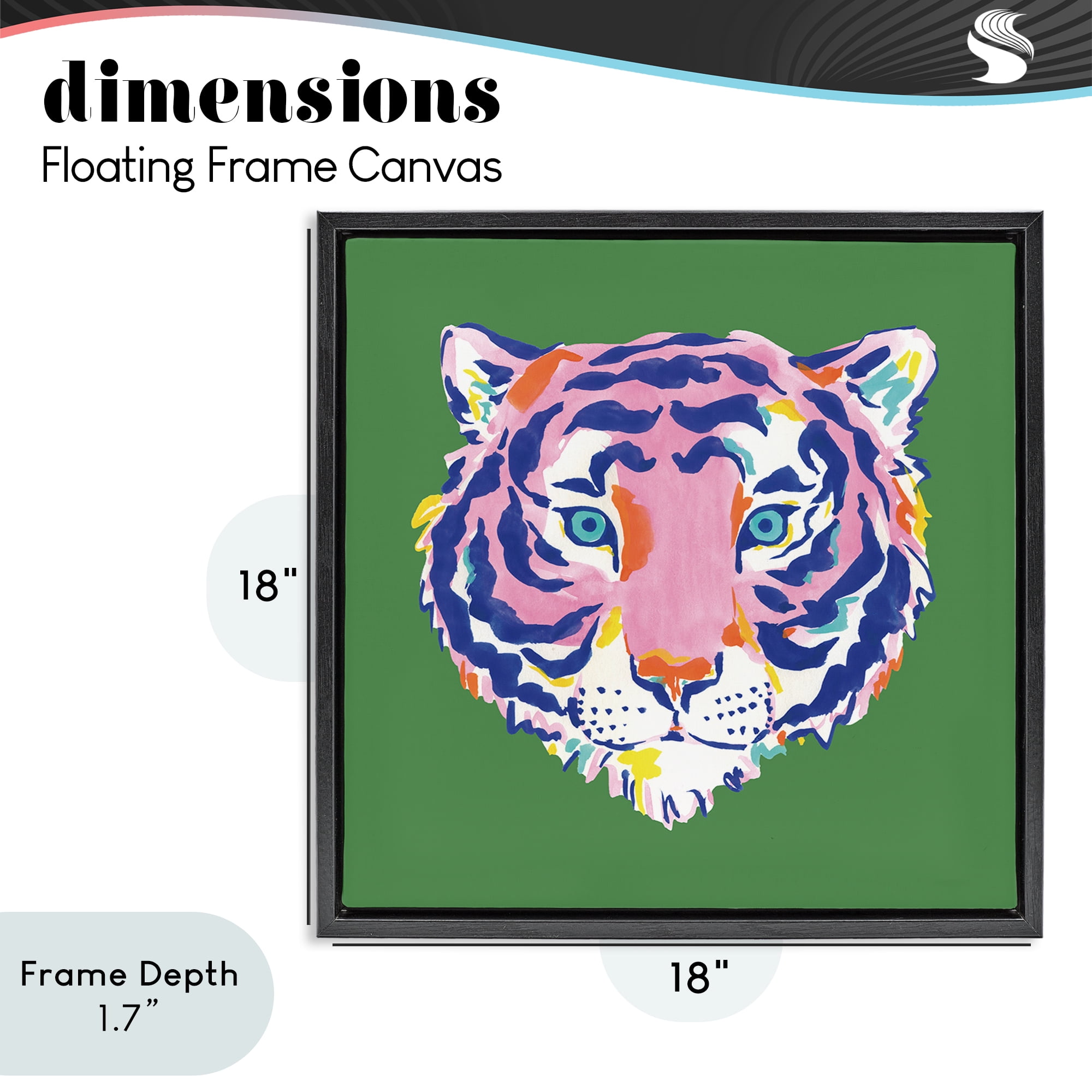 Stupell Industries Exotic Boho Tiger Face Black Framed Floater Canvas Wall Art, design by Karolina Sato
