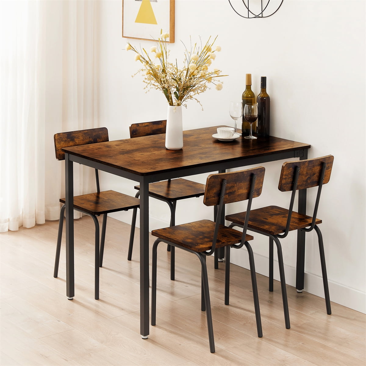 Small wood and metal dining table deals