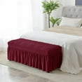 thumbnail image 2 of Long Bench Cover,Removable Bench Seat Furniture or,Piano Bench Slipcover,Rectangle Stool Covers for Bedroom, Hotel, Kitchen, Decor , Red, 2 of 8