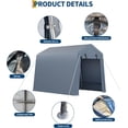 thumbnail image 3 of Ladcaser Outdoor 7'x12' Portable Storage Shelter, Heavy Duty Carport with Roll-up Ventilated Zipper Door and Windows, Gray, 3 of 8