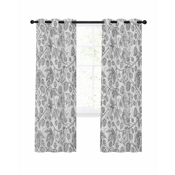 Gray Flowers Blackout Curtains 96 Inches Long for Bedroom, Farmhouse Pastoral Vintage Plants Branches Thermal Insulated Room Darkening Black Out Window Curtain Panels Grommet Drapes for Living Room