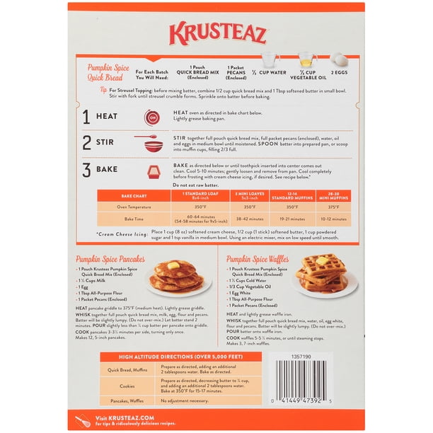 Krusteaz Pumpkin Bread Mix - Baking mixes for grocery retail
