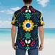 thumbnail image 4 of Balery Colorful Mexican Flower Camisas hawaianas de manga corta para hombre, camisas playeras de corte holgado, camisas de vacaciones con botones,X-Large, 4 of 7