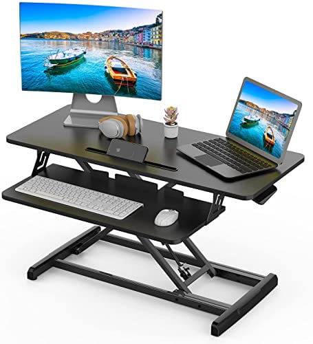 32" Dual Monitor Adjustable Height Desk Riser Tabletop Sit to Stand Workstation 