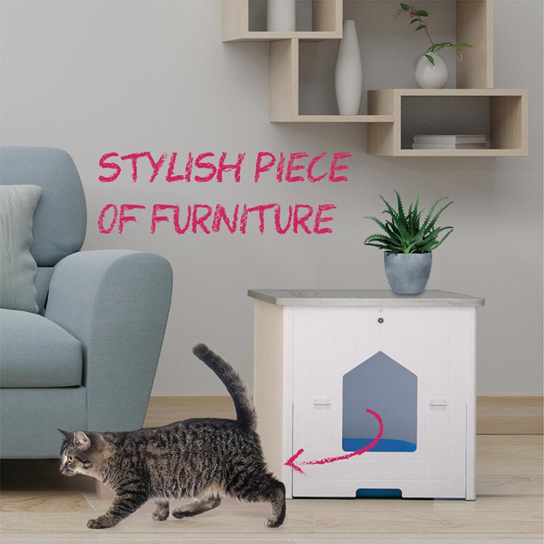 Palram CATSHIRE Cat Litter Box Enclosure Furniture, Hidden Litter Box for  Indoor Cats, Enclosed Cat Box Cabinet, Pet House, Side Table, Nightstand,  with Magnetic Door Latch, Easy to Clean, White - Yahoo