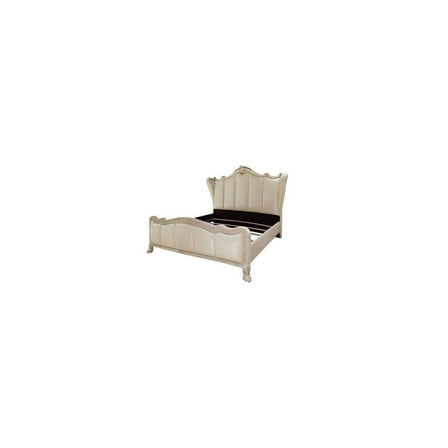 HomeStock Coastal Charm California King Bed in PU & Bone White Finish