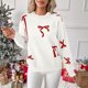 thumbnail image 5 of RKSTN Christmas Sweaters for Women Oversized Crewneck Cute Bow Knit Pullover Sweater Top Womens Casual Solid Embroidered Round Neck Loose Fits Comfy Sweet Style Sweater Fall Spring Outfits, 5 of 8