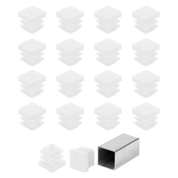 Uxcell 1/2" (13mm) Square Tubing End Caps, 50 Pcs Plastic Hole Plugs Insert End Cap for Metal Tubing, White