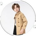 thumbnail image 4 of Cethrio Boys Trench Coats, Casual Lapel Collar Long Sleeve Mid-length Fall Winter Jackets Khaki Size 6, 4 of 7