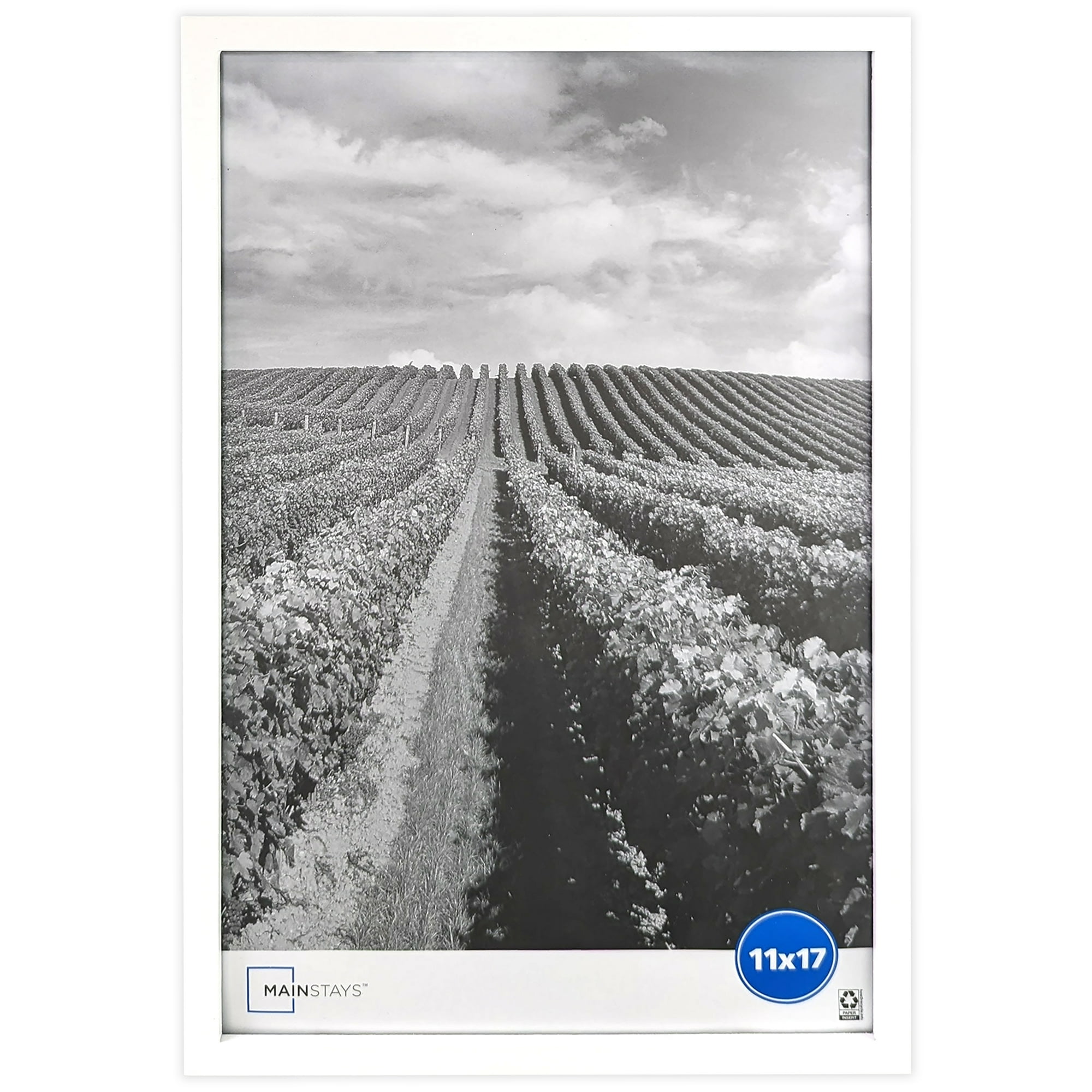 Mainstays 11 x 17 White Gallery Picture Frame, 0.5 in Linear Profile