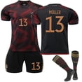 thumbnail image 1 of 20 (110-120 CM) Alemania 2022-2023 Copa del Mundo Away Jersey Mller # 13 Camiseta de fútbol Camiseta Pantalones cortos Kits Fútbol Conjuntos de 3 piezas para niños adultos esquí esquí Gafas de esquí, 1 of 3