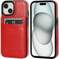 thumbnail image 3 of REQO Compatible with iPhone 15 Case Wallet with Credit Card Holder, Flip Premium Leather Magnetic Clasp Kickstand Heavy Duty Protective Cover for iPhone 15 6.1 Inch (Red), 3 of 7