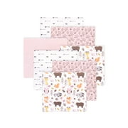 Little Treasure Hudson Baby Girls Cotton Poly Flannel Receiving Blankets 7-Pack, Pink Pinecone, 30x30 inches