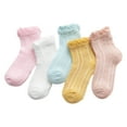 thumbnail image 3 of Kureaily Infant Socks Floor Socks Summer Cotton Socks Cartoon Thin Autumn Solid Color 5pcs ,school wardrobe essential hosiery Size L ,Pink, 3 of 4