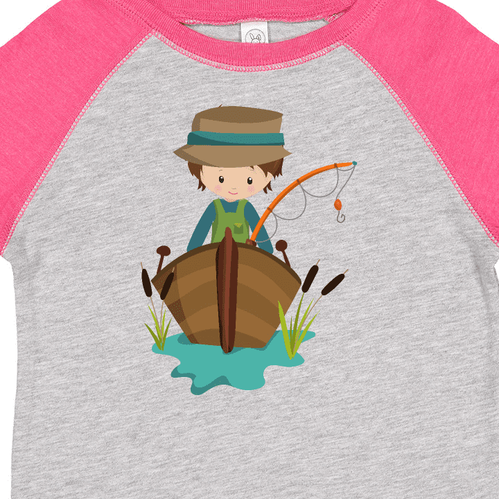 Inktastic Fishing Boy, Brown Hair, Fisherman, Fishing Rod Youth T-Shirt