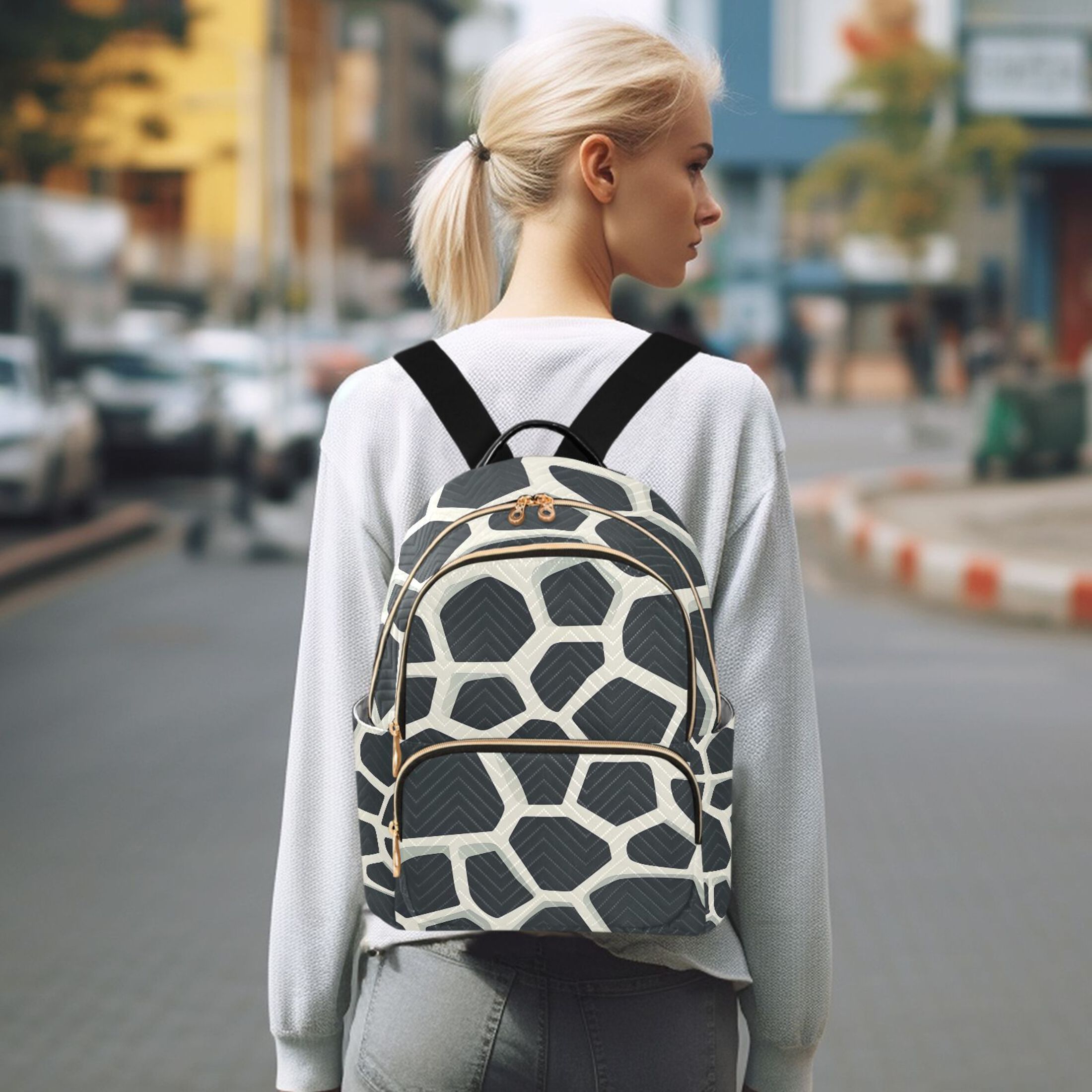 ALAZA Cow Print Womens Travel Laptop Backpack Large Daypack Ladies Shoulder Bags S