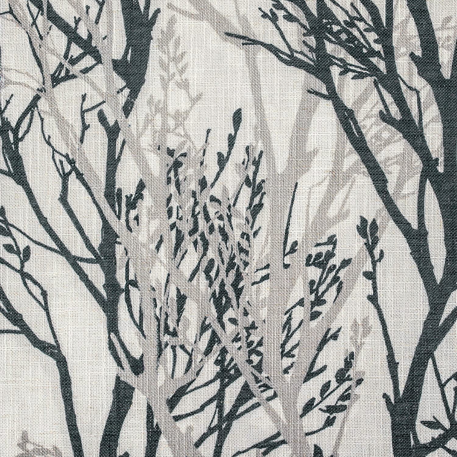 DriftAway Tree Branch Linen Blend Botanical Pattern Painting Blackout Room Darkening Thermal Insulated Grommet Lined Window Curtains 2 Panels 2 Layers Each 52 Inches by 84 Inches Gray