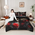 thumbnail image 4 of Manfei 3D Leopard Cheetah Full Size Comforter Sets 3-Piece, Chic Red Rose Bedding Comforter Set, Woodland Wildlife Bedding Sets, Super Cozy Room Decor, 4 of 8