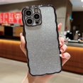 thumbnail image 1 of SaniMore for iPhone 13 Pro Max 6.7" 2021 Case with Lens All-inclusive Soft Shockproof TPU Back + Glitter Paper Plating Bumper Drop Resistant for Girls Women For iPhone 13 Pro Max, Black, 1 of 10