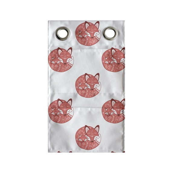 Fox Hanging Pocket Organizer, Forest Animal with the Printed Illustration Woodland Theme, Printed Polyester Storage Bag with Pockets, 9" x 16", Dark Salmon Paprika