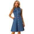 thumbnail image 1 of Vestido midi de mezclilla Allegra K para mujer sin mangas Azul L, 1 of 6