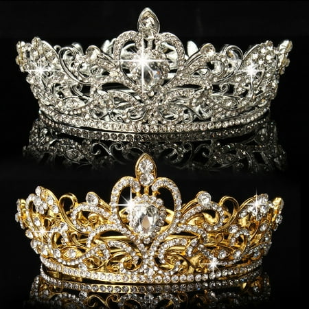 23 Etruscan Gold Tiara Meigar Crystal Rhinestone King Crown Tiara Wedding Pageant Bridal Headpiece Jewelry,Gold color ()