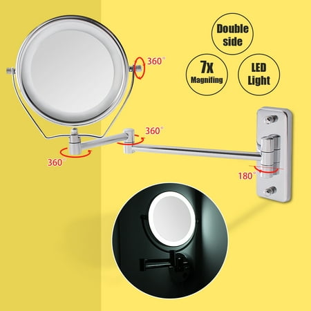 7x Magnifying Double Sided Led Lighted Stand Wall Mount Swing Arm 7x Magnifying Double Sided Led Lighted