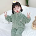 thumbnail image 5 of KYAIGUO 0-7T Toddler Kids Girls Flannel Pajamas Pjs Set 2PCS Fall-Winter Thickened Fleece Tee and Bottom Sleepwear Outfits Warm Fleece Fall Loungewear, 5 of 9